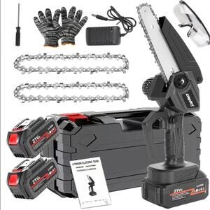 Compact 6-Inch Cordless Chainsaw Featuring a Splash Guard And Safety Lock